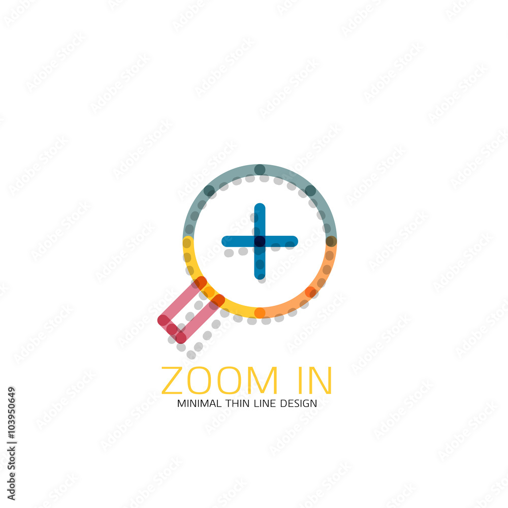 Vector thin line design logo magnifying glass, search and find or zoom logotype concept. Linear minimalistic business icon Vector thin line design logo magnifying glass, search and find or zoom logotype concept. Linear minimalistic business icon