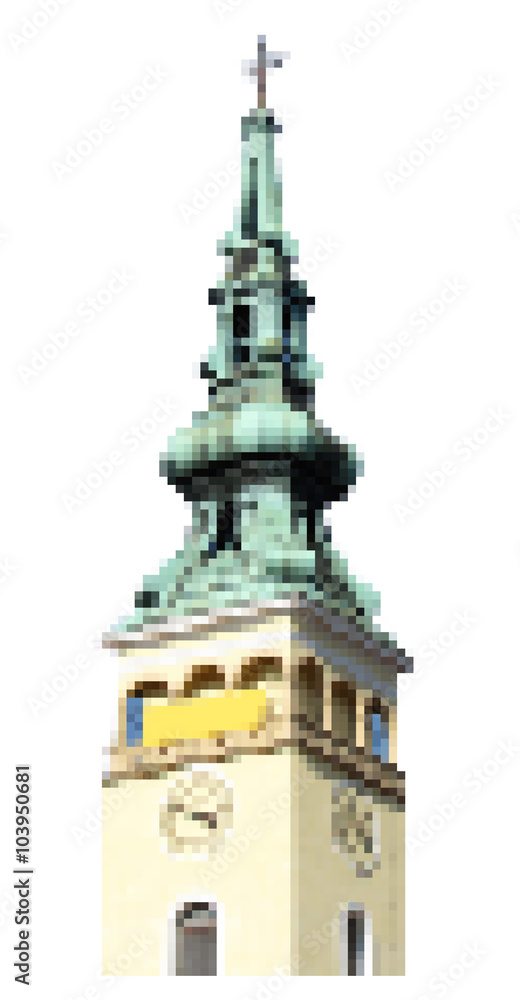 Pixel tower of Christian church