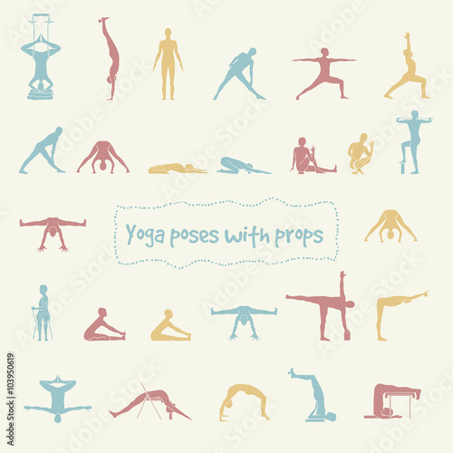 Set of 26 hatha yoga poses.