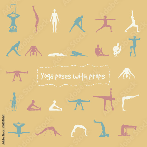 Set of 26 hatha yoga poses.