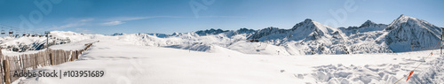 Panoramic view of beautiful snowy mountains in a sky station © jvinasd