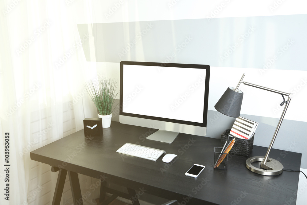 Comfortable workplace with modern computer Comfortable workplace with modern computer