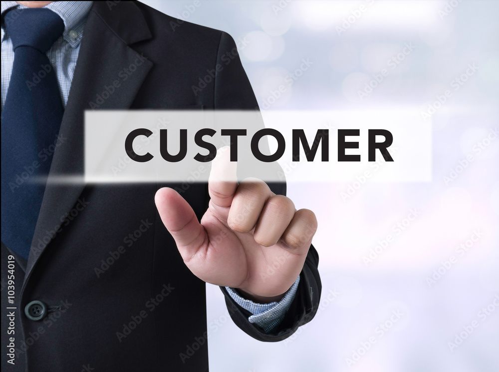 Businessman touching a touch screen , CUSTOMER Businessman touching a touch screen , CUSTOMER