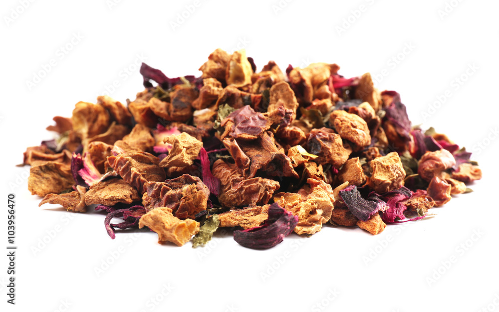 Bunch of herbal mix tea, isolated on white Bunch of herbal mix tea, isolated on white