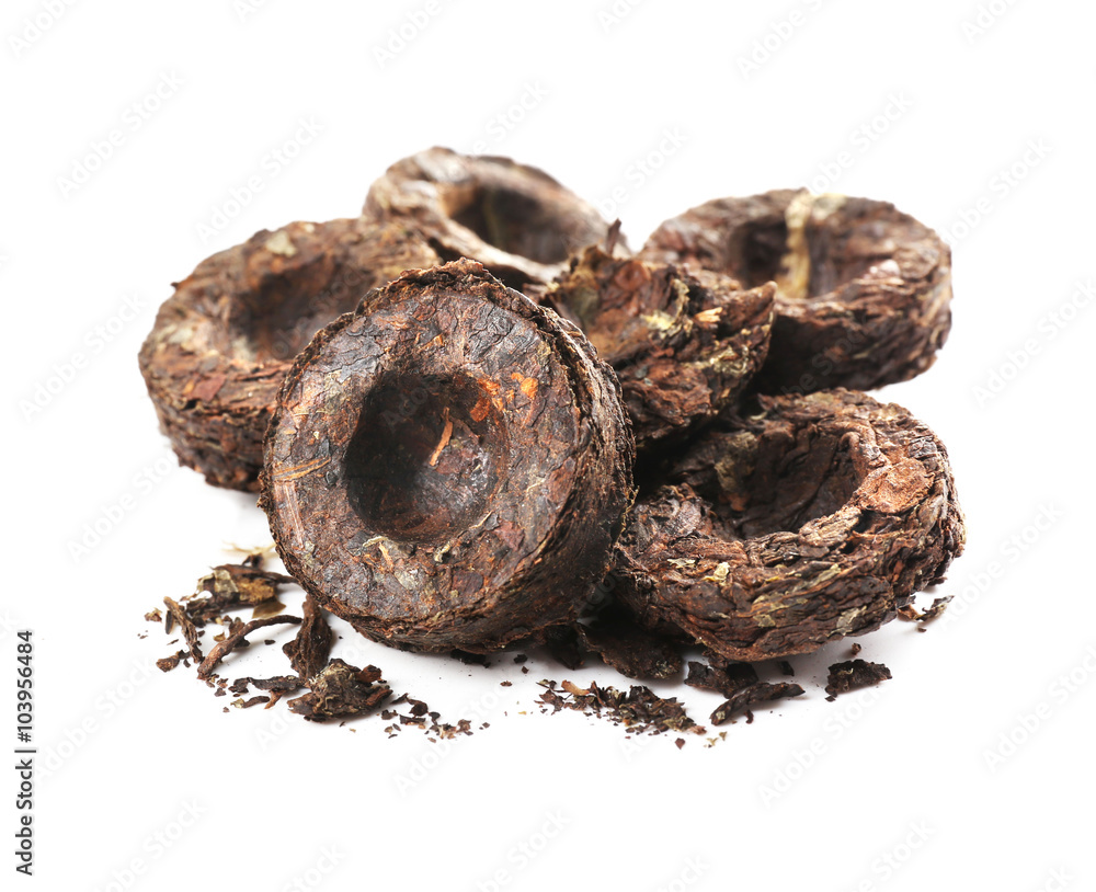 Puer tea, isolated on white Puer tea, isolated on white
