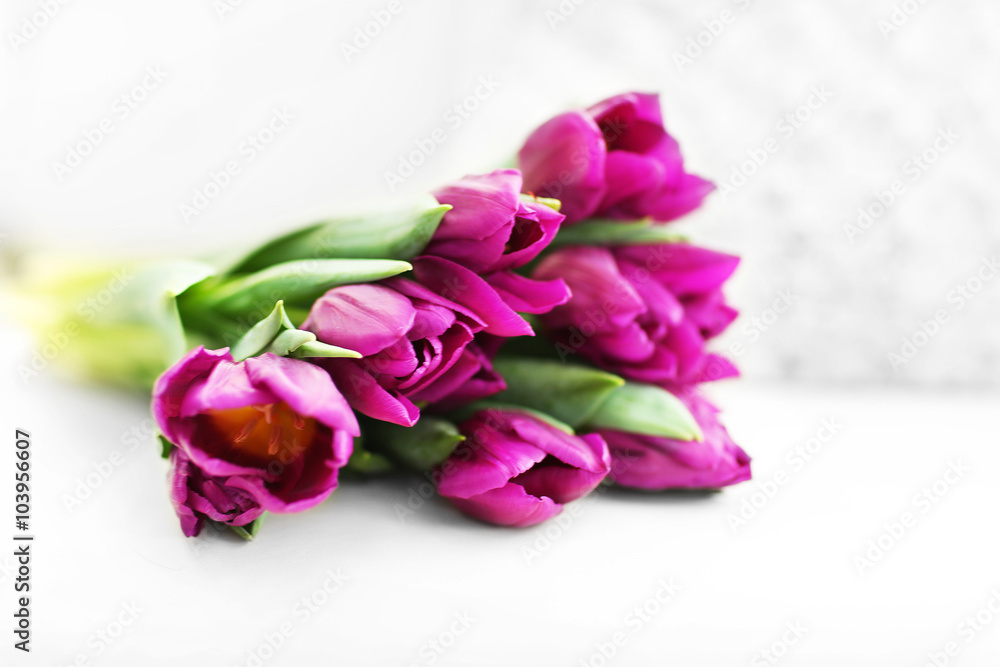 Beautiful bouquet of purple tulips, close up Beautiful bouquet of purple tulips, close up