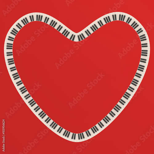 piano keyboard in the form of heart