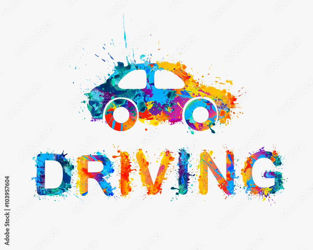 Driving School Logo Car Of Rainbow Splash Paint Stock Vector Adobe Stock