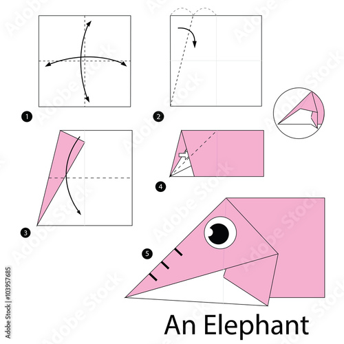 step by step instructions how to make origami A Elephant.