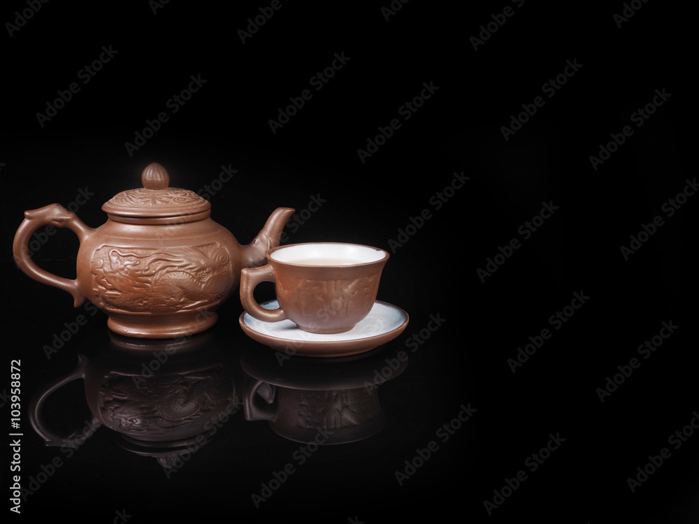 Clay, hand made set for the Chinese tea ceremony