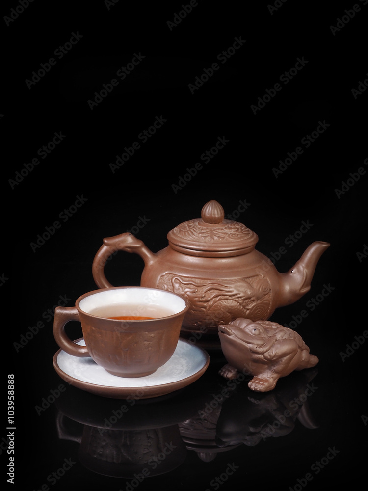 Clay, hand made set for the Chinese tea ceremony