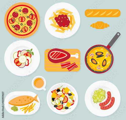 European food set.
