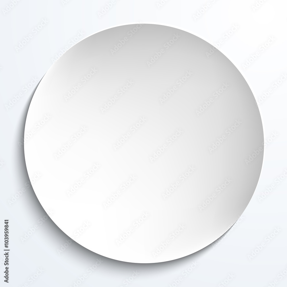 Empty white paper plate. Vector.