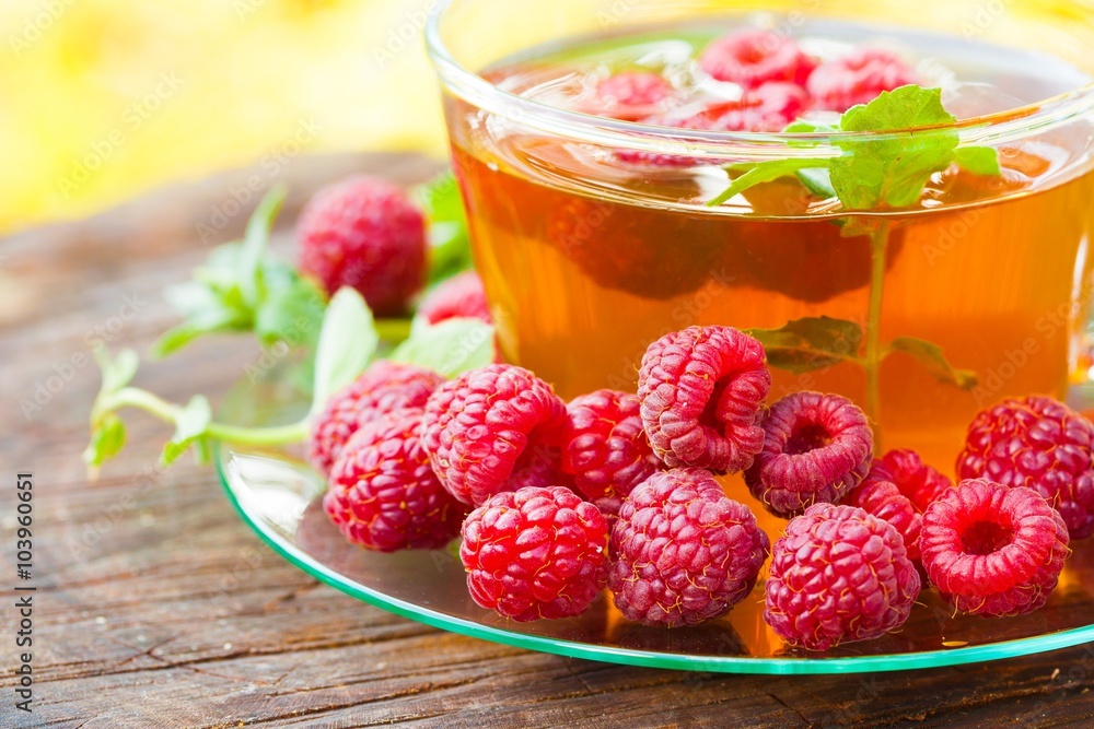 Food. green tea with raspberries and mint! Food. green tea with raspberries and mint!