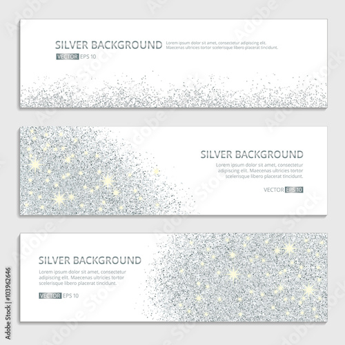 Silver banner glitter background