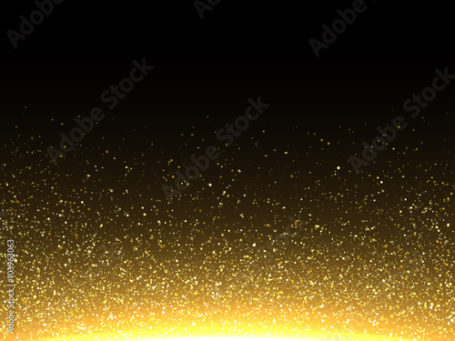 Vector gold glittering particles. Sparkling shimmering dust.