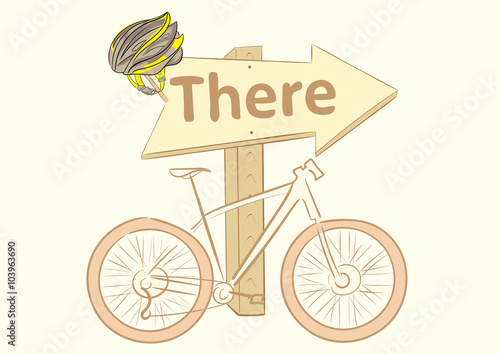 Road sign and bicycle