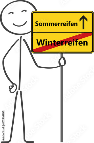 Strichmännchen wechselt die Winterreifen in Sommerreifen