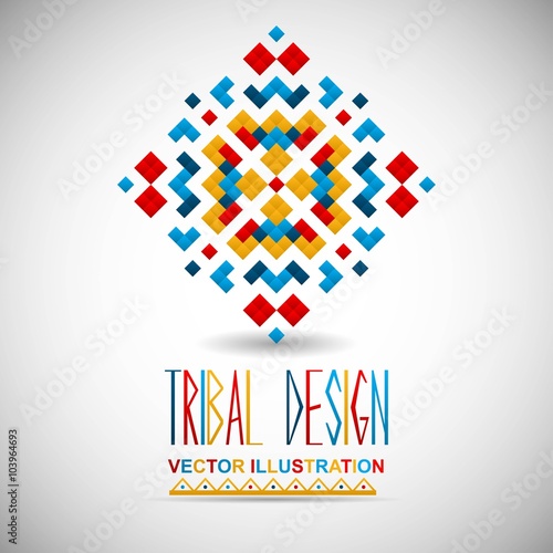 Geometric hipster tribal bright pixel design. Vector illustration