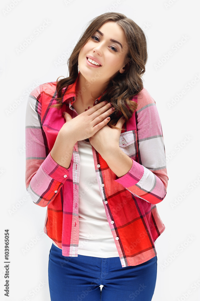 Portrait of happy girl , laughing at camera Portrait of happy girl , laughing at camera