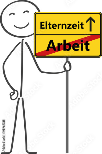 Strichmännchen freut sich auf die Elternzeit