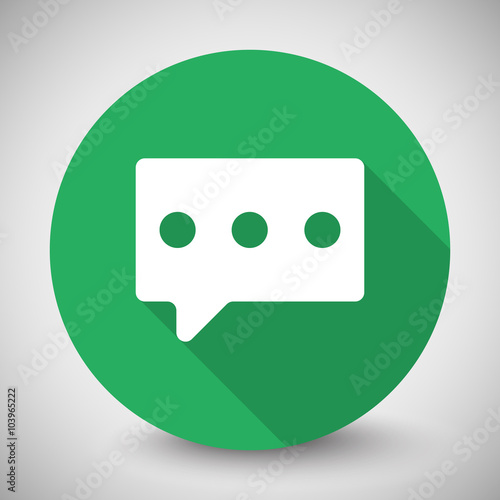 Free Download White Message icon with long shadow on green circle - GFXLoad