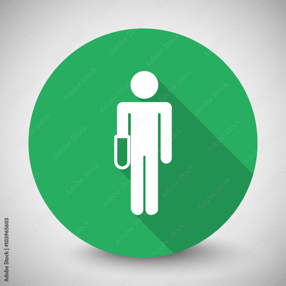 White Hand icon with long shadow on green circle White Hand icon with long shadow on green circle