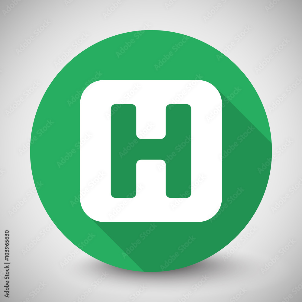 White Helicopter Platform icon with long shadow on green circle White Helicopter Platform icon with long shadow on green circle