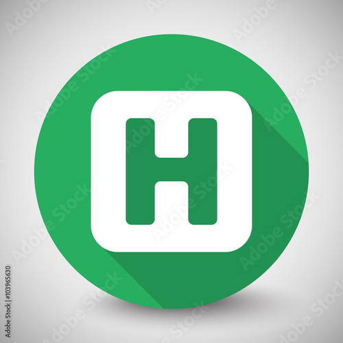 White Helicopter Platform icon with long shadow on green circle