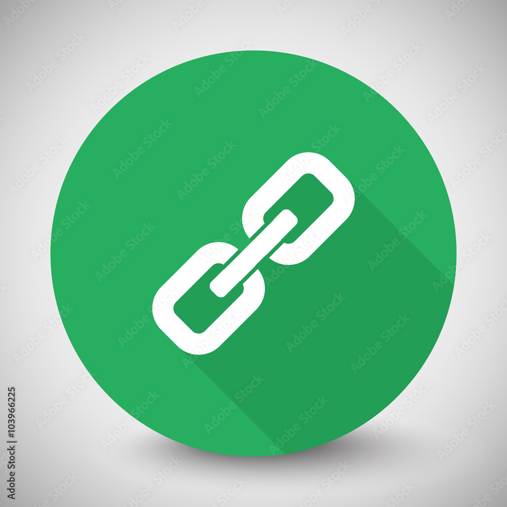 White Links icon with long shadow on green circle White Links icon with long shadow on green circle
