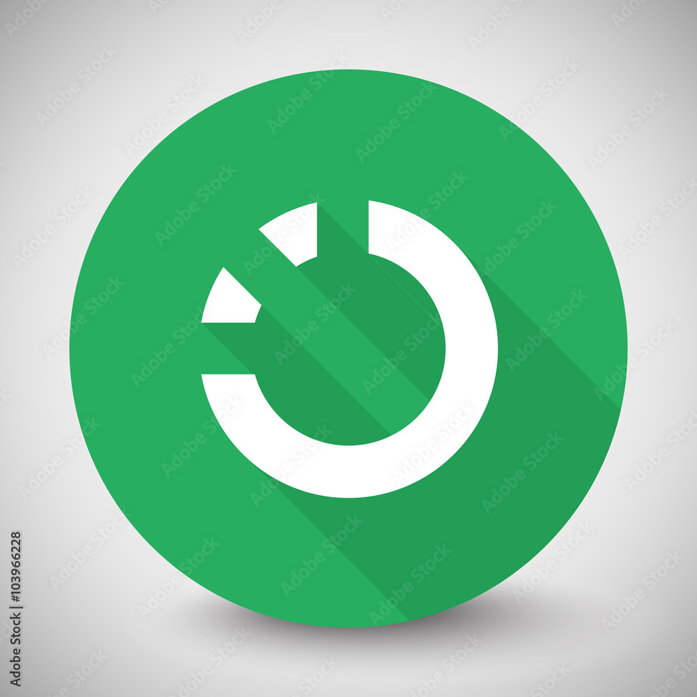 White Loading icon with long shadow on green circle White Loading icon with long shadow on green circle