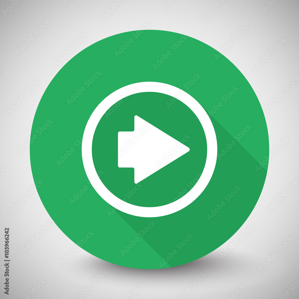 White Arrow Right icon with long shadow on green circle White Arrow Right icon with long shadow on green circle