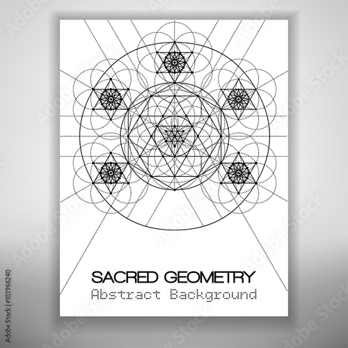 Abstract brochure template with sacred geometry drawing, Vector illustration. photo