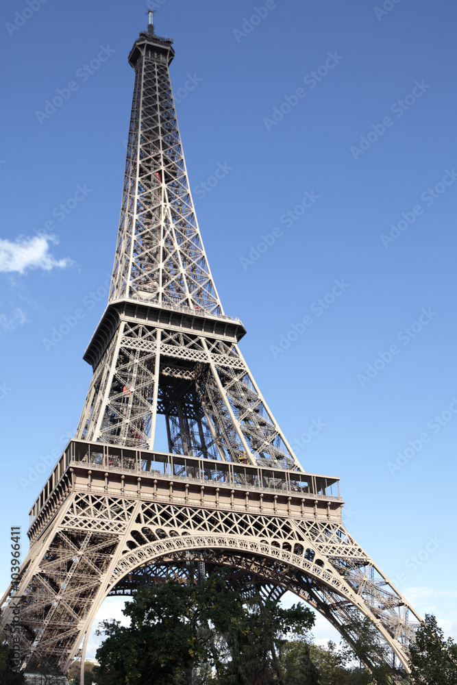 Eiffel Tower Paris France clear blue sky vertical photo