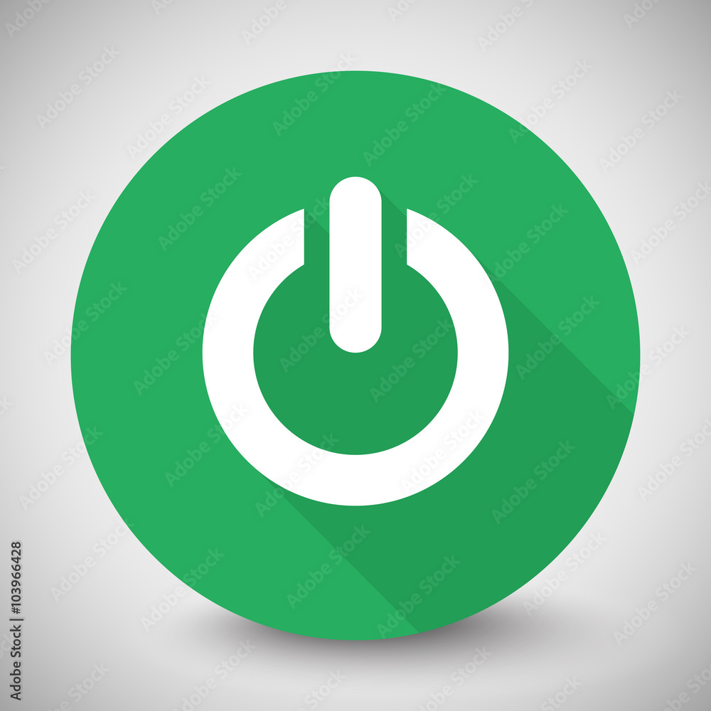 White Power icon with long shadow on green circle White Power icon with long shadow on green circle