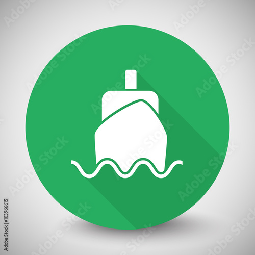 White Smartphone  icon with long shadow on green circle