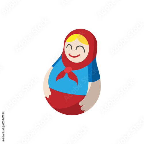 Russian matryoshka icon, cartoon style