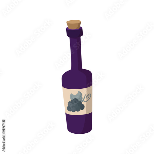 A bottle of wine icon, cartoon style