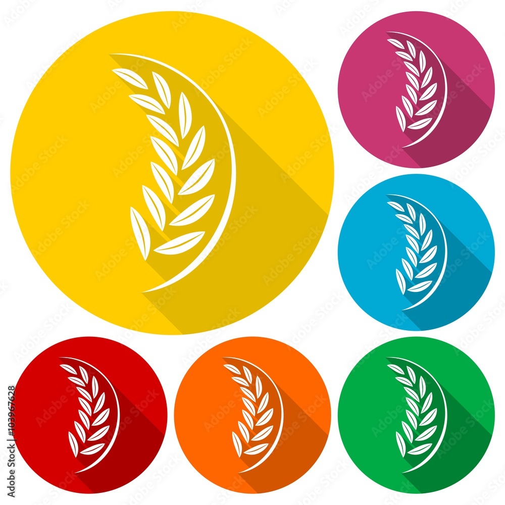 Wheat icons set with long shadow Wheat icons set with long shadow