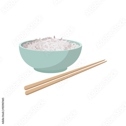 Cup of rice, cartoon style