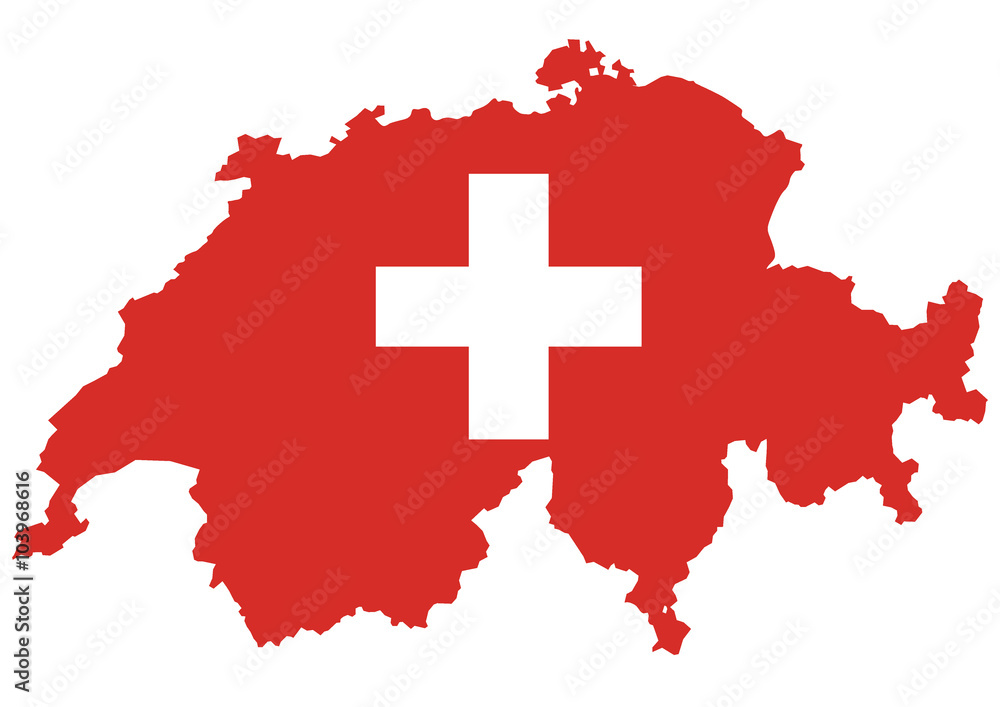 Fototapeta premium Vector of Swiss map with flag.