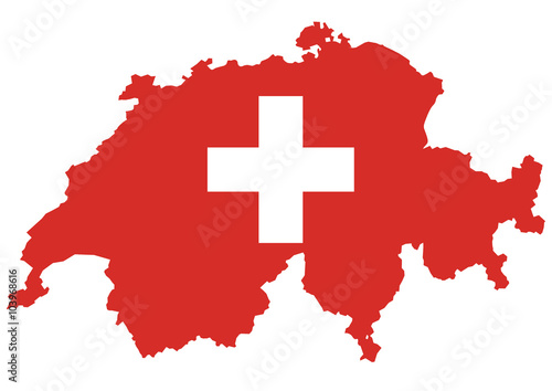 Vector of Swiss map with flag.