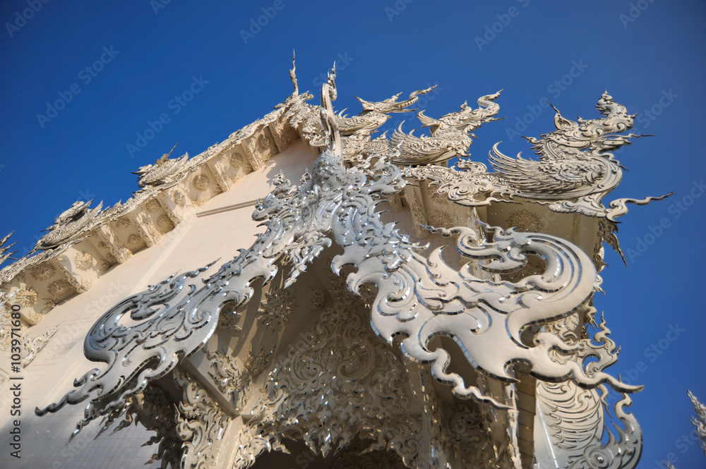 Fototapeta premium Wat Rong Khun Gable Closed Up..