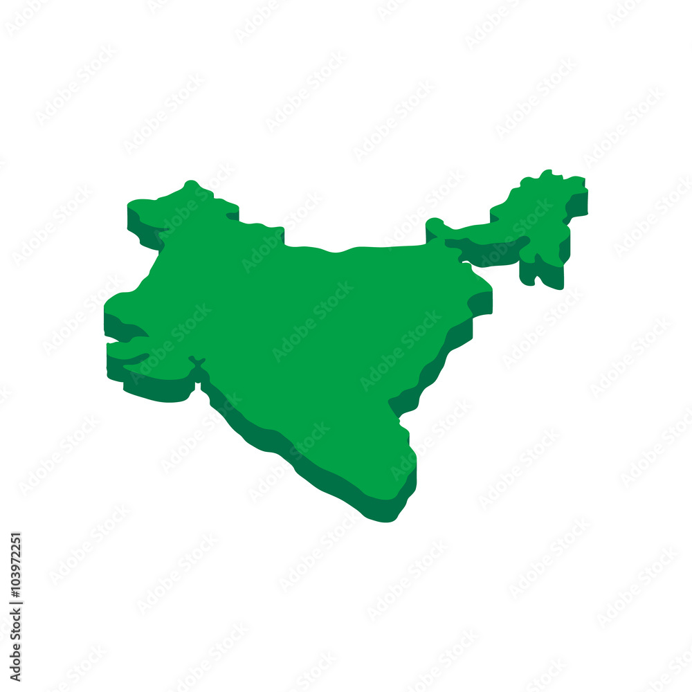 India map icon, isometric 3d style 