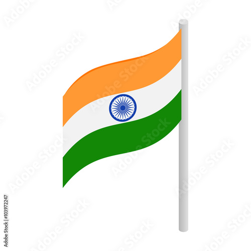 Flag of India icon, isometric 3d style