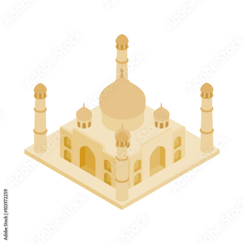 Taj Mahal in India icon, isometric 3d style
