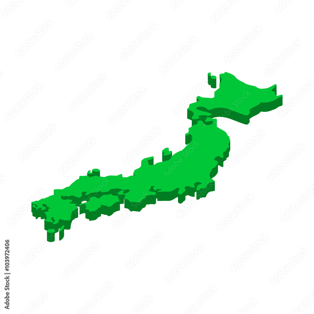 Map of Japan icon, isometric 3d style Map of Japan icon, isometric 3d style