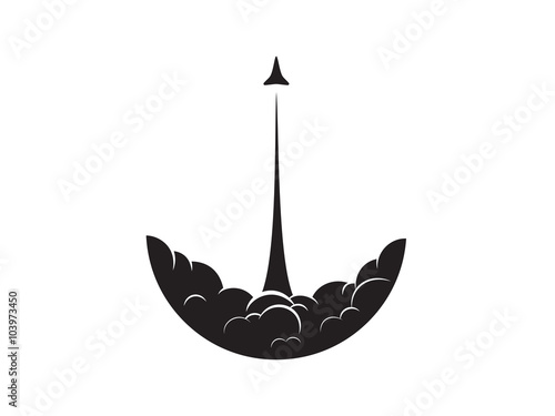 Rocket Launch Flat - Isolated Vector Illustration