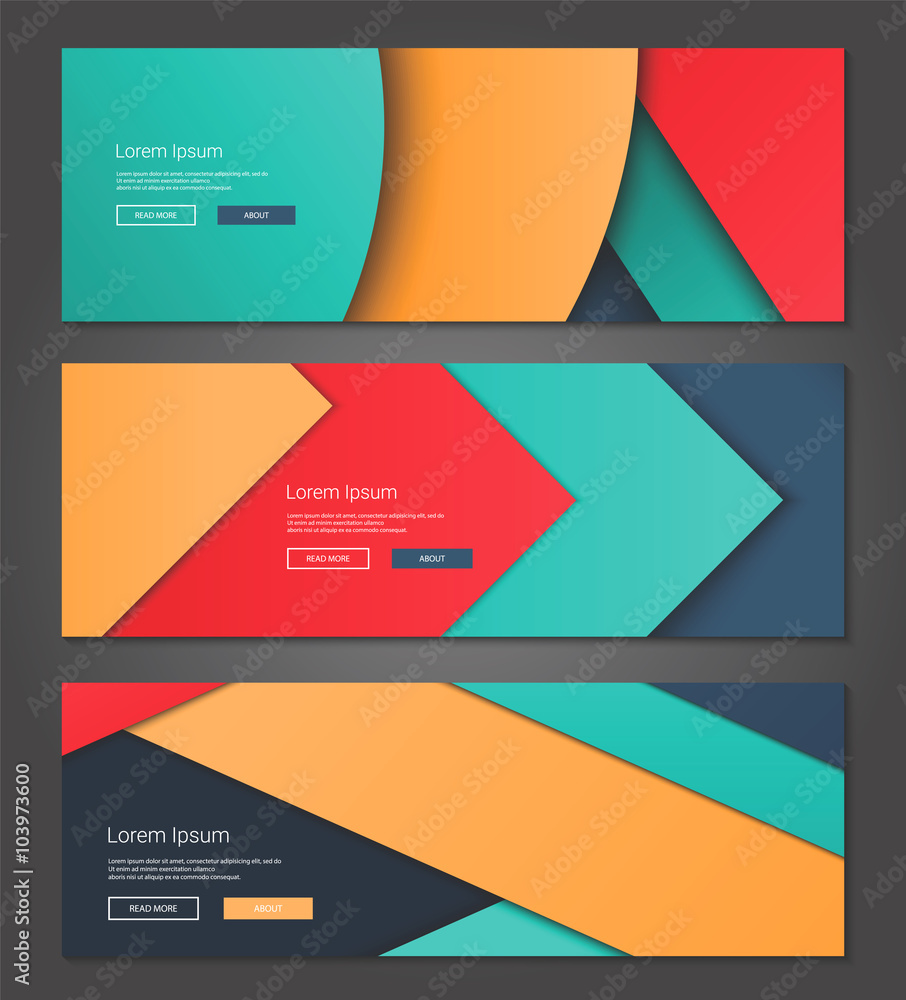 Unusual modern material design backgrounds banners set