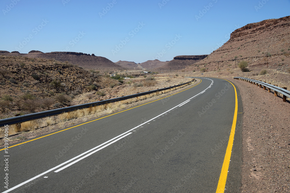 Paved, remote road, Namib, Namibia Paved, remote road, Namib, Namibia